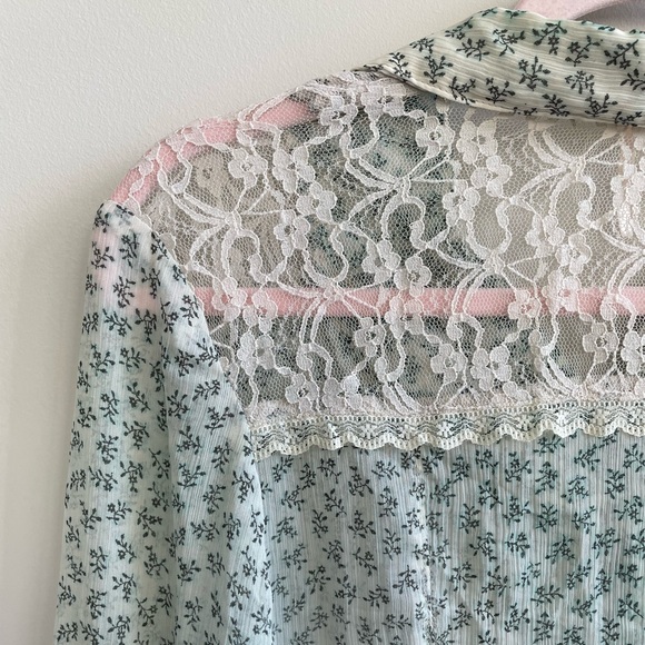 Free People Sheer Lace All The Glitters Floral Ombré Button Down - Picture 6 of 10